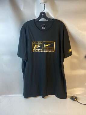 Nike Team Sports Metallic Gold Graphic T-Shirt Black Men's XL